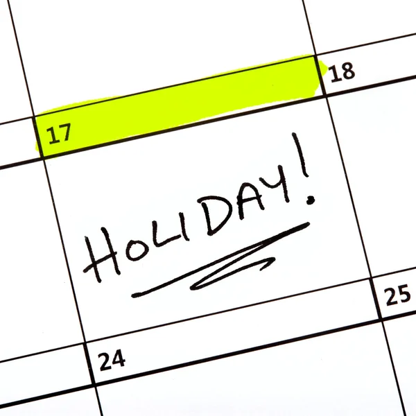 Holiday Date Written on a Calendar