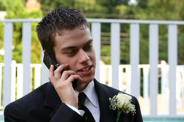 Relaxed Prom Boy On Phone Horizontal