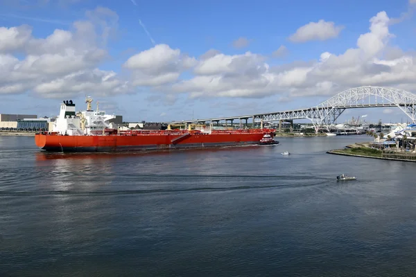 Oil Tanker Ship Entering Corpus Christi Texas Port