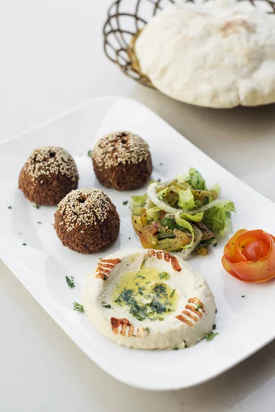 Falafel hummus houmus starter snack food mezze platter