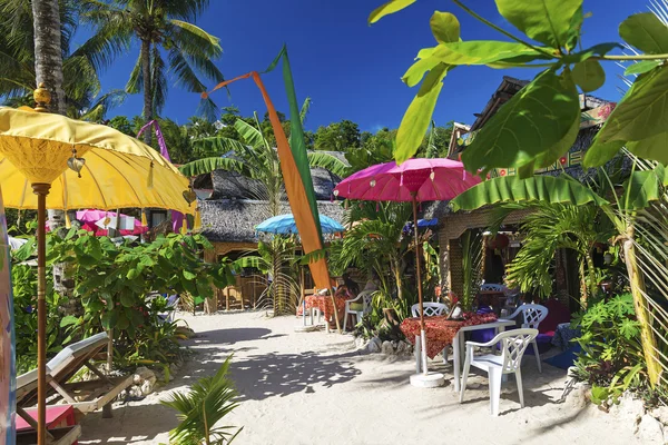 Tropical colourful beach bar in diniwid boracay philippines