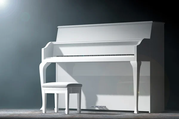 White Piano in the volumetric light. 3d Rendering