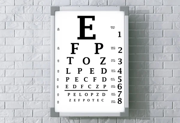 Snellen Eye Chart Test Box. 3d Rendering