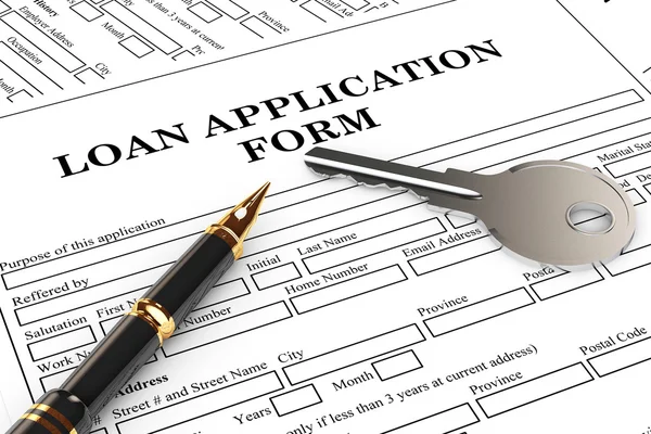 Loan Application Form with House Key and pen
