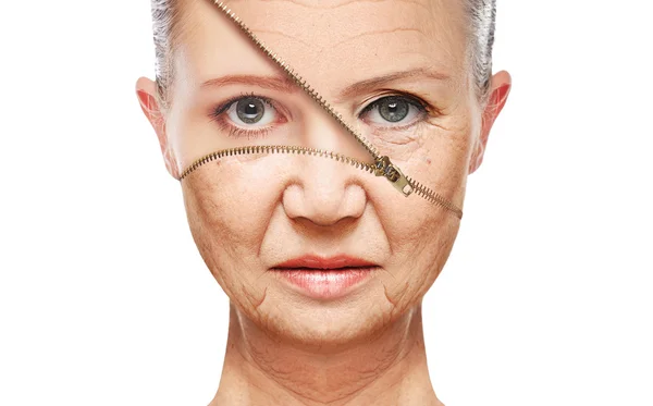 Concept skin aging. anti-aging procedures, rejuvenation, lifting, tightening of facial skin