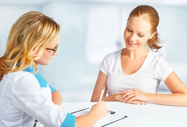 Woman patient at reception at the doctor