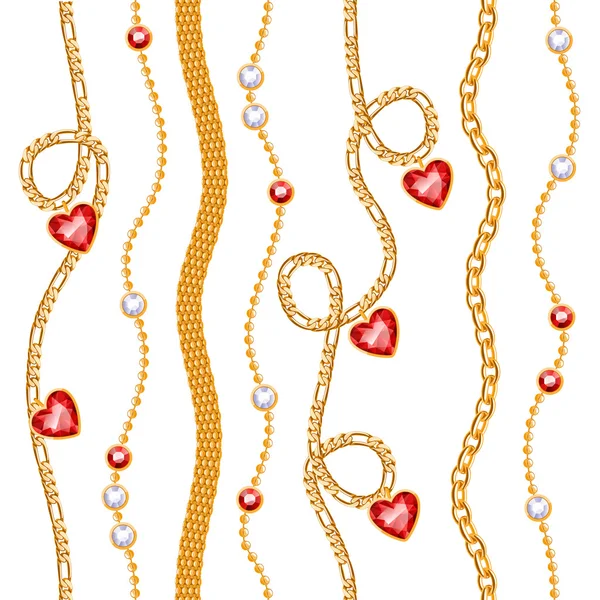 Golden chains & red gemstones