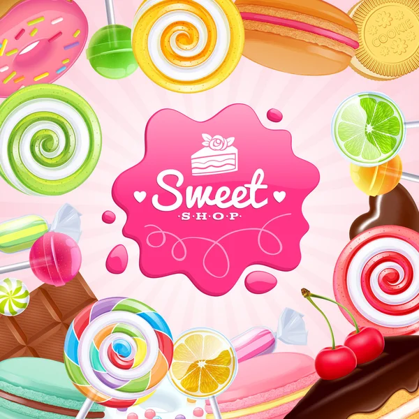 Different sweets colorful background