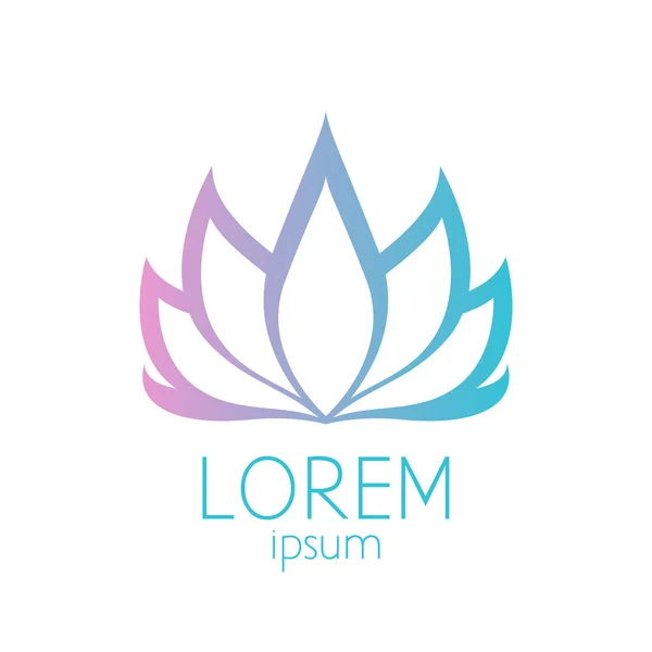 Beautiful pink and turquoise lotus flower logo sign.