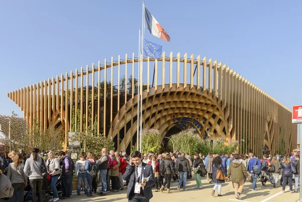 Visitors queue along France pavilion , EXPO 2015 Milan