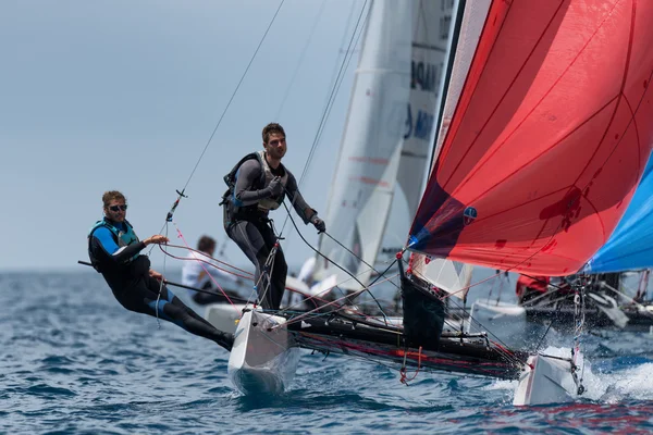 PUNTA ALA - 3 JUNE: teams competing on Formula 18 national catamaran race, on June 3 2016 in Punta Ala, Italy