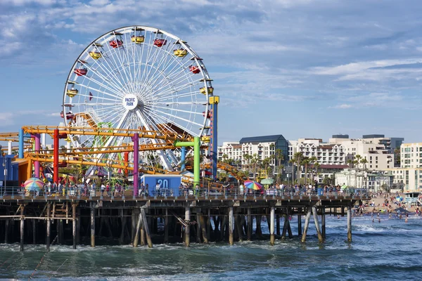 SANTA MONICA, USA - JUNE 19: The amusement park on the Santa Monica Pier, Los Angeles California on June 19, 2016. The pier is popular as a landmark that is over 100 years old