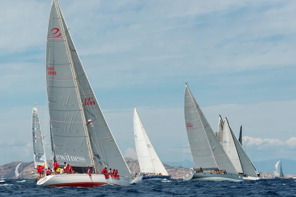 PORTO CERVO - 8 SEPTEMBER: Maxi Yacht Rolex Cup sail boat race. The event is one of international sailing most important and revered competitions. on September 8 2015 in Porto Cervo, Italy