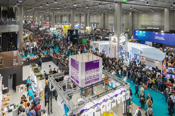 MILAN, ITALY - OCTOBER 25: Crowd of people at Games Week 2015, event dedicated to video games and electronic entertainment on OCTOBER 25, 2015 in Milan.