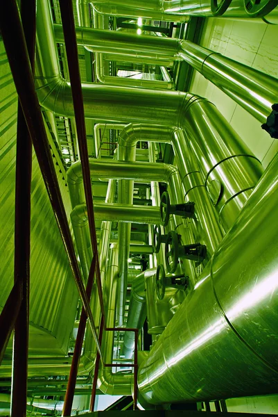 Industrial zone, Steel pipelines in green tones
