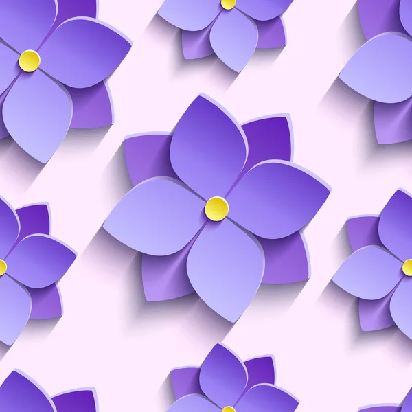 Seamless pattern with purple summer flowers violets