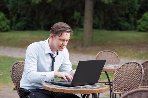 Businessman working on laptop