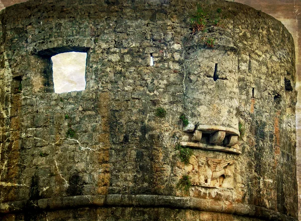 Old photos with fortress of the old town of Budva, Montenegro 2