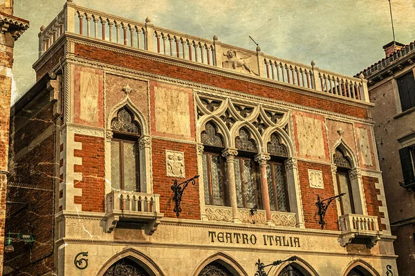 Old postcard with Italia theater facade in Venice, Italy