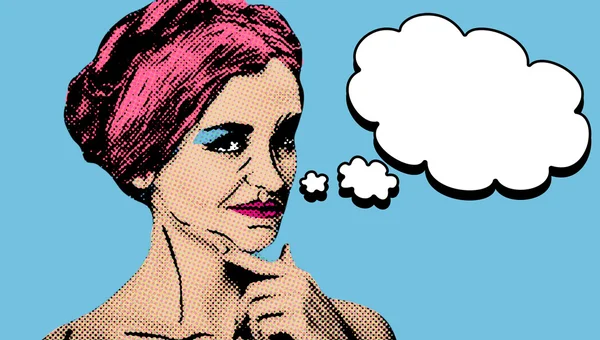Pop art comic style woman with speech bubble