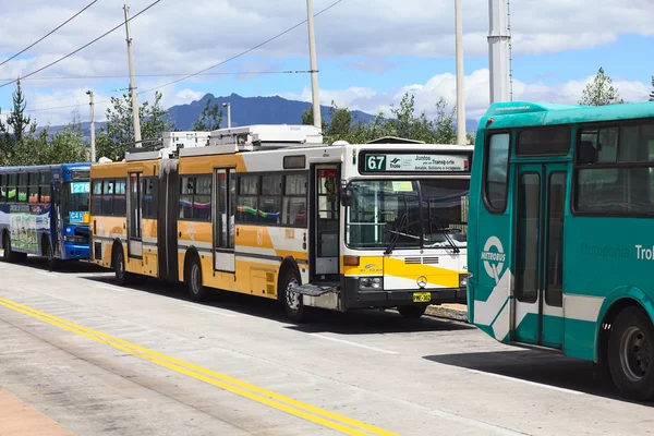 Local Buses Outside Quitumbe Bus Terminal in Quito, Ecuador