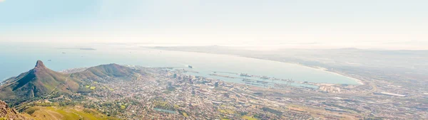 Panoramic view at the City of Cape Town and the bay.