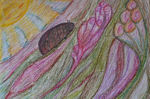 Drawing, an oil in pastel painted by in bright colors