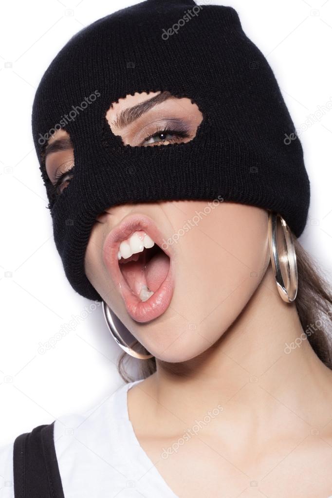 Teen masturbation striptease smoking balaclava helmet