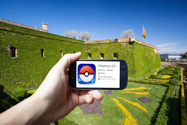 Barcelona, Spain - July 24: An Android user prepares to install Pokemon Go, a free-to-play augmented reality mobile game developed by Niantic for iOS and Android devices.