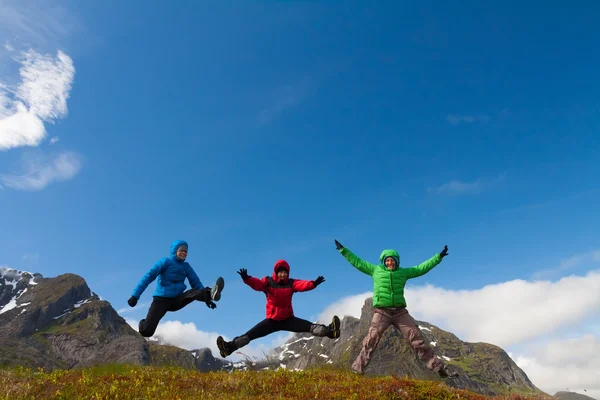 Sporty friends enjoy  holiday break in Norway mountains