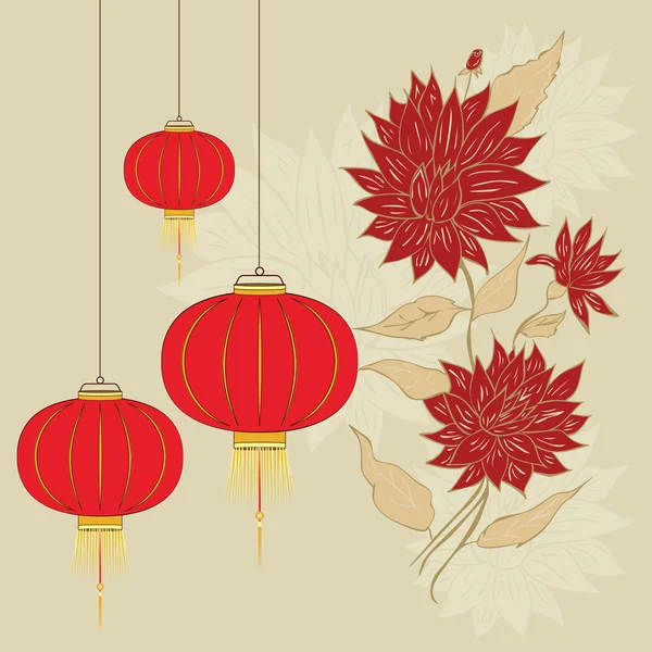 Chinese Lantern with Flowers