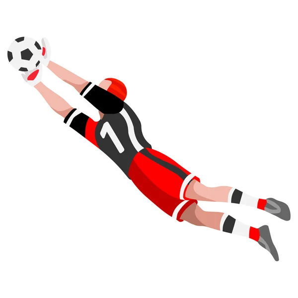 Soccer Goalkeeper Block. Soccer Player Athlete Sports Icon Set.3D Isometric Soccer Match Goalkeeper Save.Sporting International Competition Championship.Olympics Sport Soccer Infographic Vector