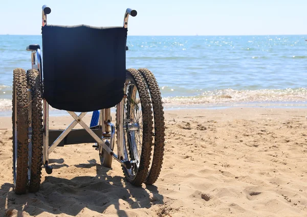Wheelchair equipped with special tires to go to the beach