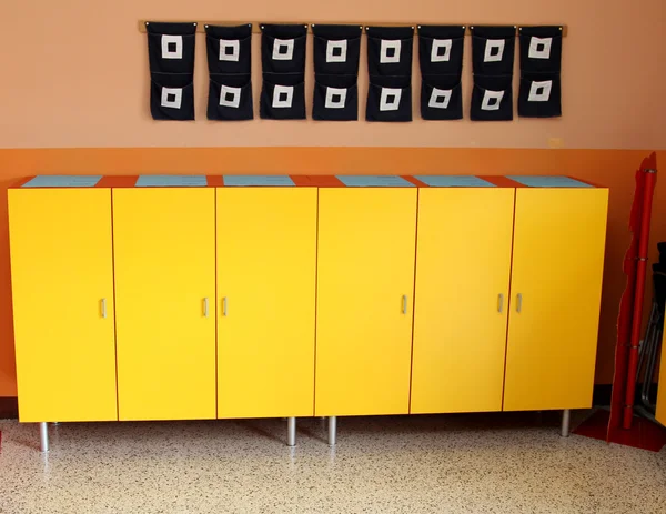 Children's lockers in the locker room of the nursery