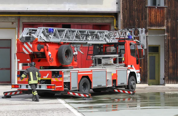 Fire truck of Italian firefighter during during an emergency