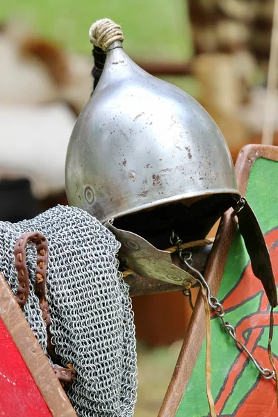 Medieval knights helmet during the period of the middle ages