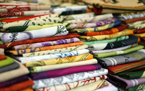 Colored cloth tablecloths for sale in the town market