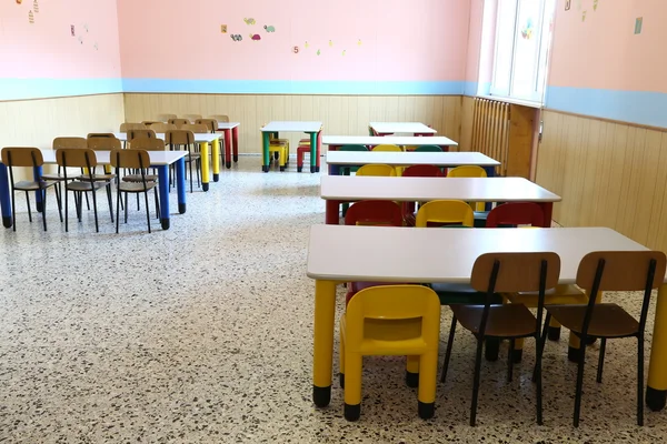 Chairs and small tables of the refectory in early childhood scho