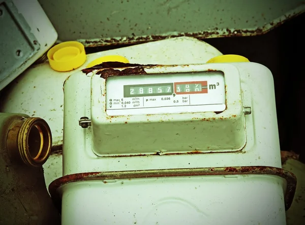Disused gas counters in a landfill of toxic waste special