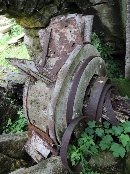 Abandoned old water mill to grind flour in farm