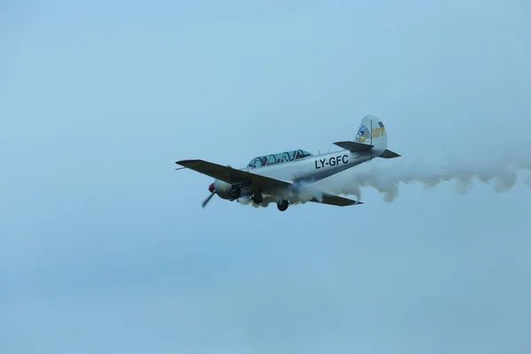 Thiene, Vicenza - Italy. 26th July, 2015: smoke from the plane