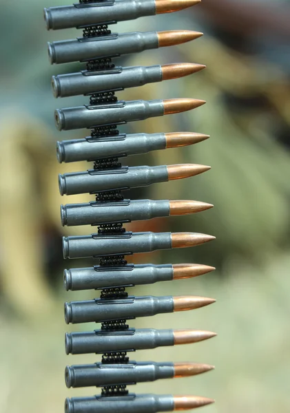Deadly machine gun bullets during a war patrol of the army