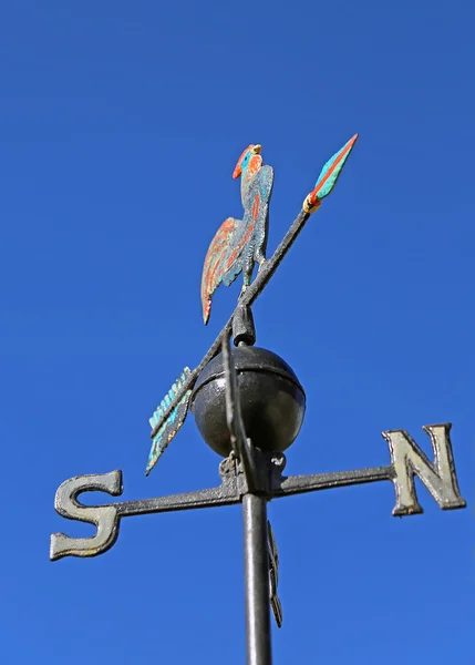 Wind vane for measuring wind direction with a cock over