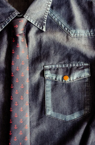 Denim vintage shirt with nice tie