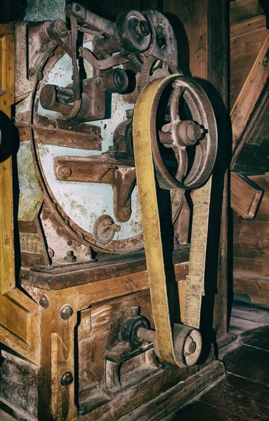 Detail of old vintage industrial machine wheels