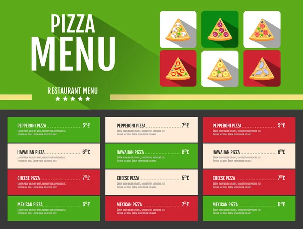 Flat style fast food pizza menu design