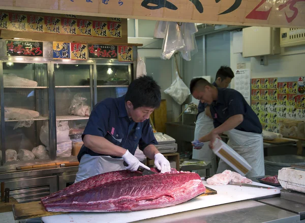 Man preparing tuna fish