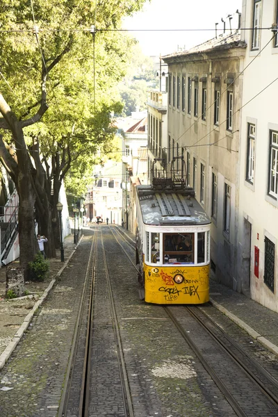 Yellow tramway in Porto, Portugal