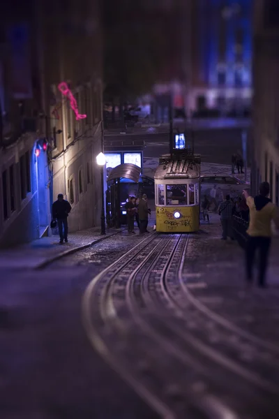 Tramway at night in Porto