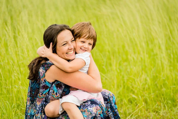 Mother and child embracing